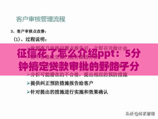 征信花了怎么介绍ppt：5分钟搞定贷款审批的野路子分享