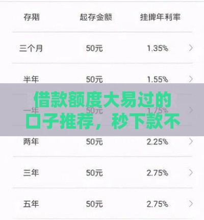 借款额度大易过的口子推荐，秒下款不查征信的平台实测
