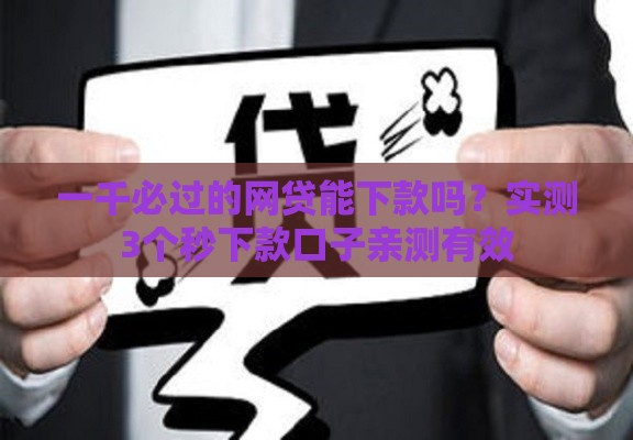 一千必过的网贷能下款吗？实测3个秒下款口子亲测有效