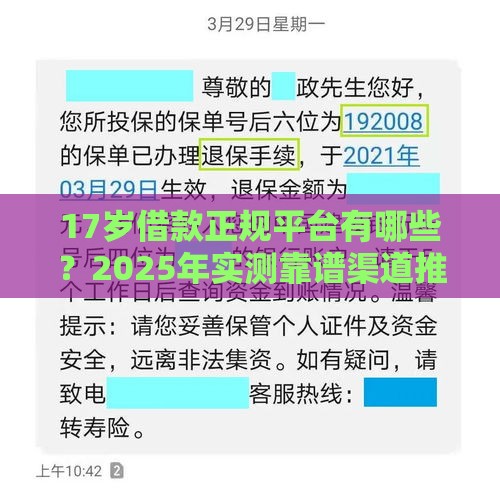 17岁借款正规平台有哪些？2025年实测靠谱渠道推荐