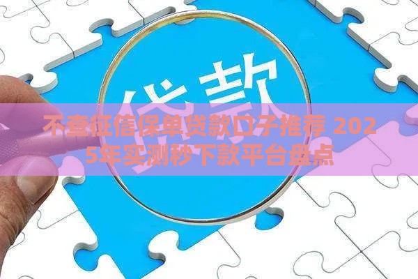 不查征信保单贷款口子推荐 2025年实测秒下款平台盘点