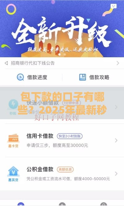 包下款的口子有哪些？2025年最新秒批贷款平台实测推荐