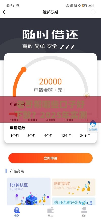 老哥帮哪些口子好下款？2025年实测5个秒批网贷平台推荐