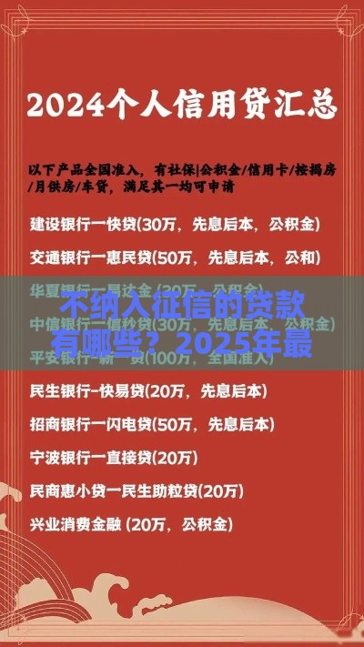 不纳入征信的贷款有哪些？2025年最新实测靠谱口子推荐