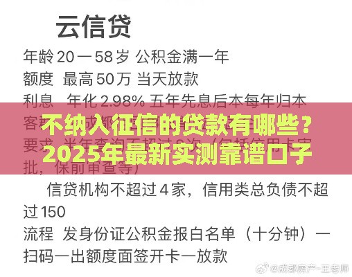 不纳入征信的贷款有哪些？2025年最新实测靠谱口子推荐