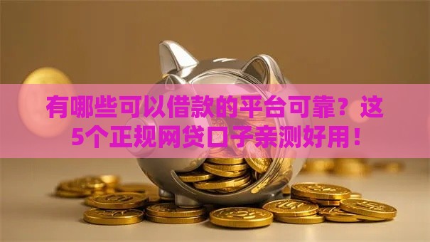 有哪些可以借款的平台可靠？这5个正规网贷口子亲测好用！
