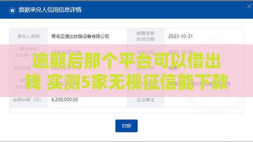 逾期后那个平台可以借出钱 实测5家无视征信能下款的口子