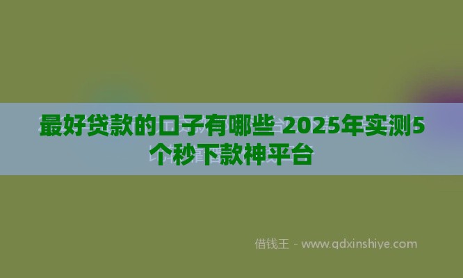 最好贷款的口子有哪些 2025年实测5个秒下款神平台