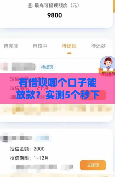 有借呗哪个口子能放款？实测5个秒下款的神仙平台