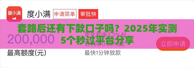 套路后还有下款口子吗？2025年实测5个秒过平台分享