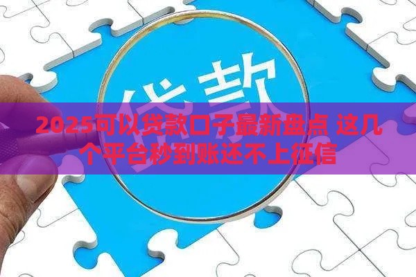2025可以贷款口子最新盘点 这几个平台秒到账还不上征信