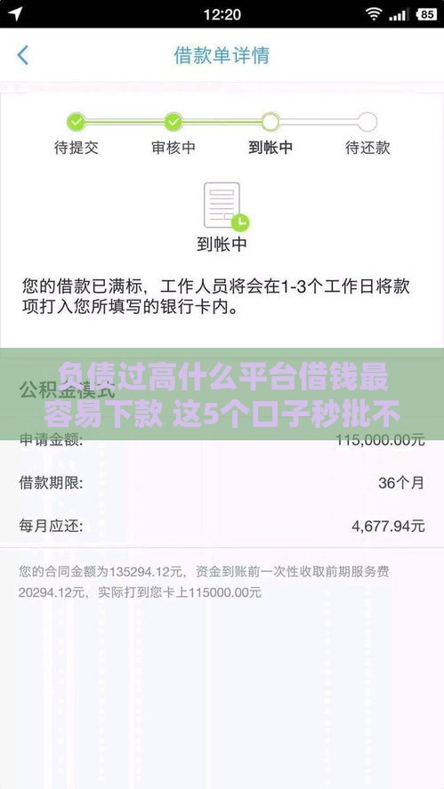 负债过高什么平台借钱最容易下款 这5个口子秒批不看征信