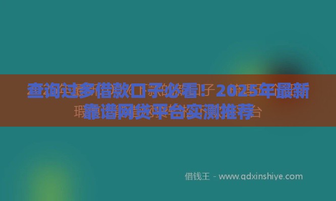 查询过多借款口子必看！2025年最新靠谱网贷平台实测推荐