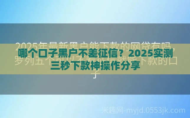 哪个口子黑户不差征信？2025实测三秒下款神操作分享
