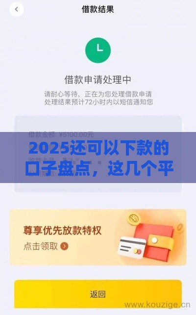 2025还可以下款的口子盘点，这几个平台秒到账不忽悠
