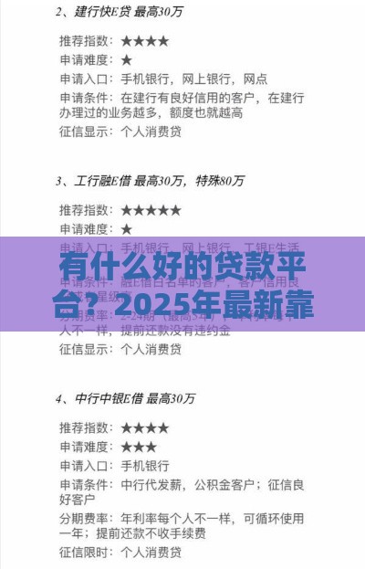 有什么好的贷款平台？2025年最新靠谱网贷口子实测推荐