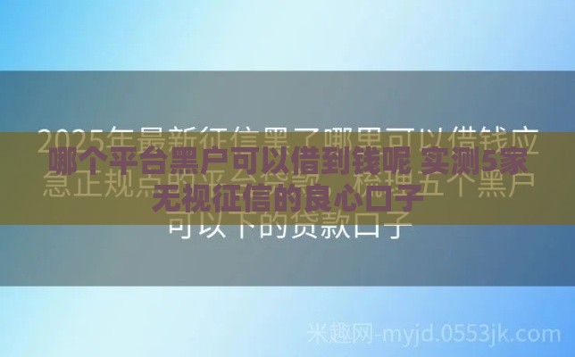 哪个平台黑户可以借到钱呢 实测5家无视征信的良心口子