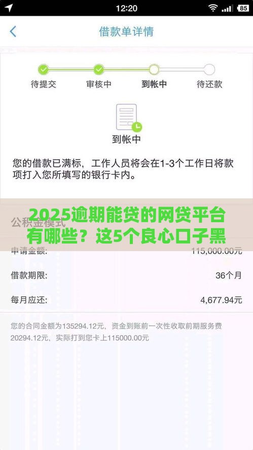 2025逾期能贷的网贷平台有哪些？这5个良心口子黑户也能下款！