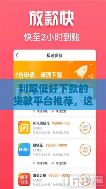利率低好下款的贷款平台推荐，这几个口子真能秒到账！