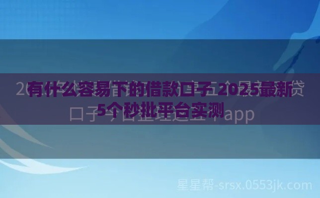 有什么容易下的借款口子 2025最新5个秒批平台实测