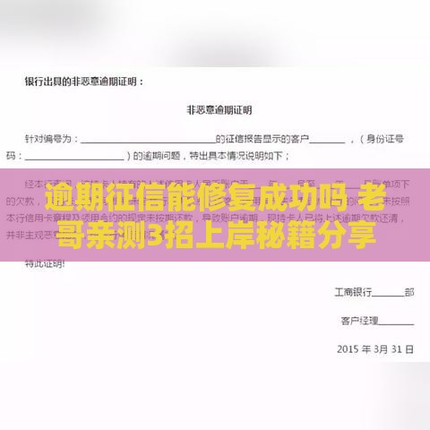 逾期征信能修复成功吗 老哥亲测3招上岸秘籍分享