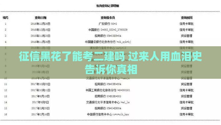 征信黑花了能考二建吗 过来人用血泪史告诉你真相