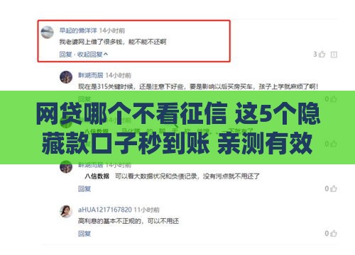 网贷哪个不看征信 这5个隐藏款口子秒到账 亲测有效