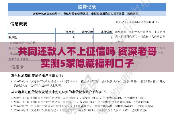 共同还款人不上征信吗 资深老哥实测5家隐藏福利口子