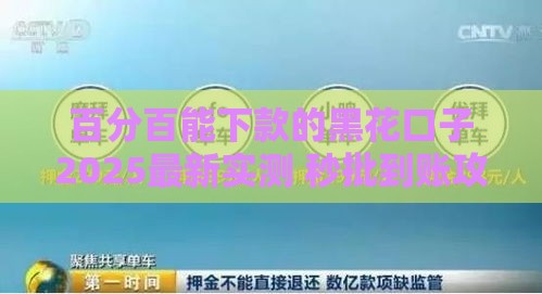 百分百能下款的黑花口子2025最新实测 秒批到账攻略分享