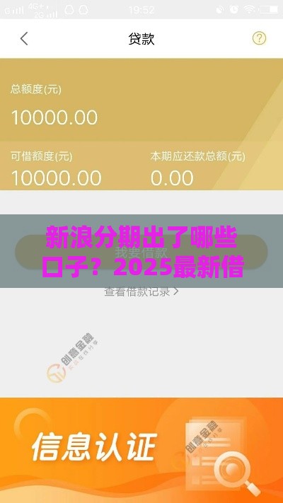 新浪分期出了哪些口子？2025最新借款渠道实测盘点