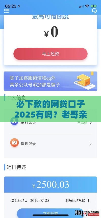 必下款的网贷口子2025有吗？老哥亲测这三个平台秒到账！