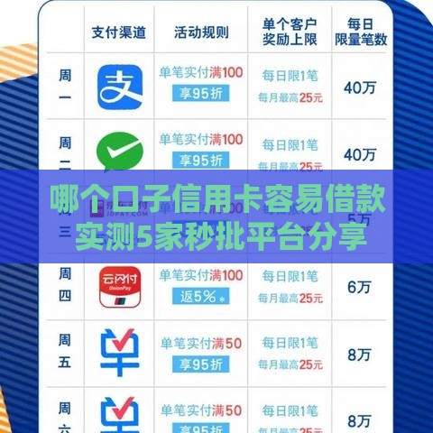 哪个口子信用卡容易借款 实测5家秒批平台分享