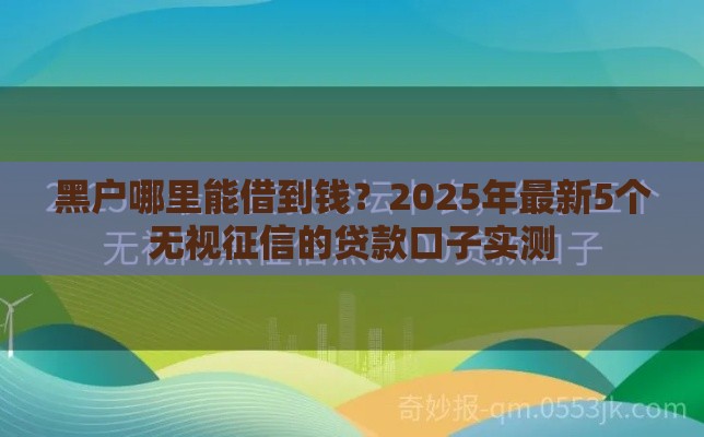 黑户哪里能借到钱？2025年最新5个无视征信的贷款口子实测