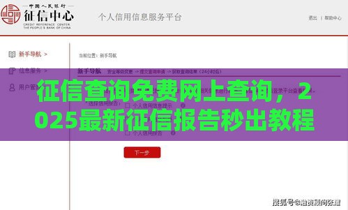征信查询免费网上查询，2025最新征信报告秒出教程
