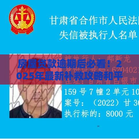 房屋贷款逾期后必看！2025年最新补救攻略和平台推荐