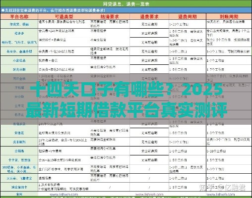 十四天口子有哪些？2025最新短期借款平台真实测评