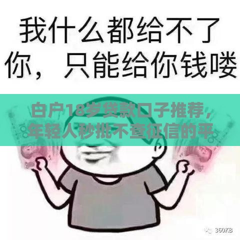 白户18岁贷款口子推荐，年轻人秒批不查征信的平台实测