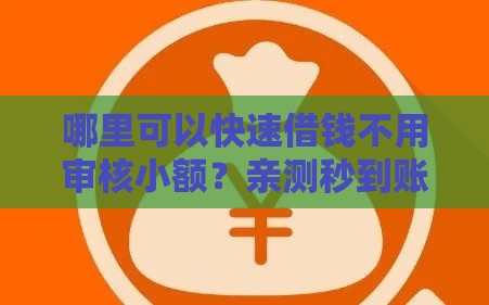 哪里可以快速借钱不用审核小额？亲测秒到账的5个良心口子