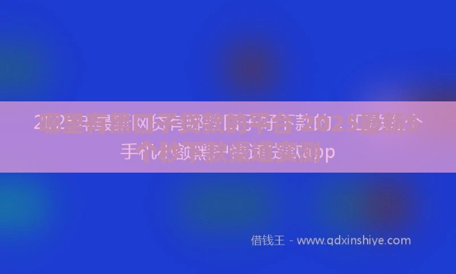 哪里有黑口子贷款的平台 2025最新5个秒下款渠道实测