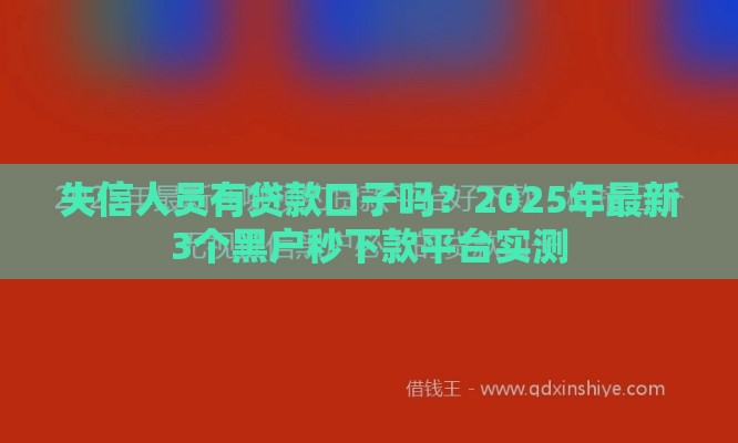 失信人员有贷款口子吗？2025年最新3个黑户秒下款平台实测