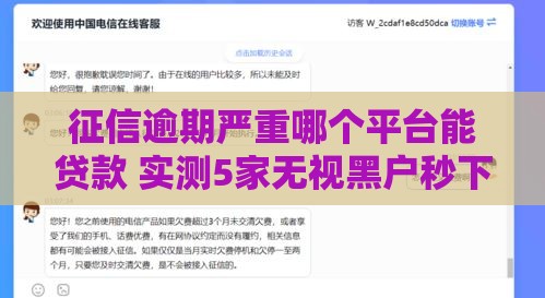 征信逾期严重哪个平台能贷款 实测5家无视黑户秒下款的口子