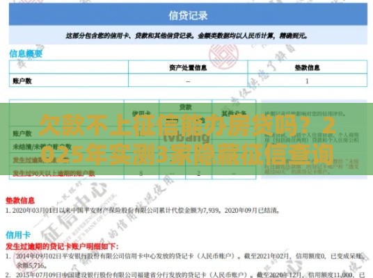 欠款不上征信能办房贷吗？2025年实测3家隐藏征信查询的良心口子
