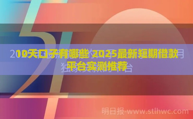 10天口子有哪些 2025最新短期借款平台实测推荐