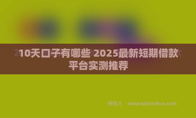 10天口子有哪些 2025最新短期借款平台实测推荐