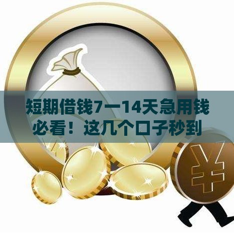 短期借钱7一14天急用钱必看！这几个口子秒到账不查征信