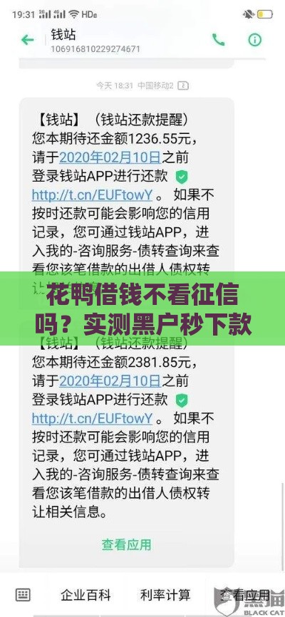 花鸭借钱不看征信吗？实测黑户秒下款5万经历分享