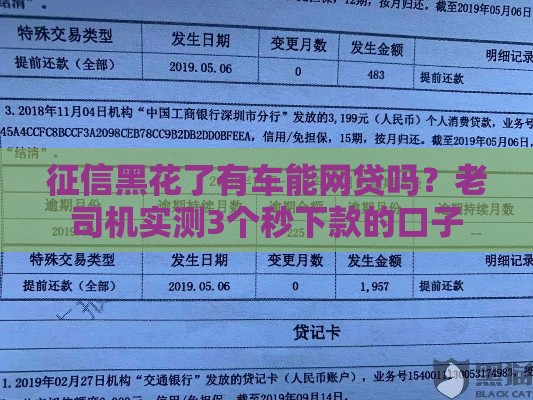 征信黑花了有车能网贷吗？老司机实测3个秒下款的口子