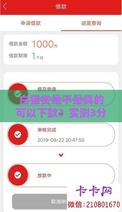 白猫贷是不是真的可以下款？实测3分钟到账的网贷神器