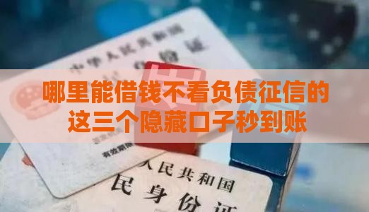 哪里能借钱不看负债征信的 这三个隐藏口子秒到账