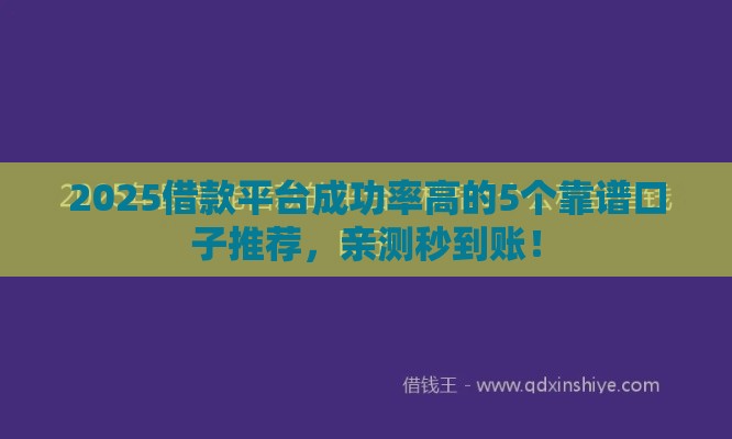 2025借款平台成功率高的5个靠谱口子推荐，亲测秒到账！